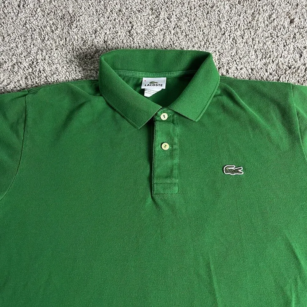 Lacoste Shirt Mens 5 Kelly Green Polo Short Sleeve Preppy Colorful